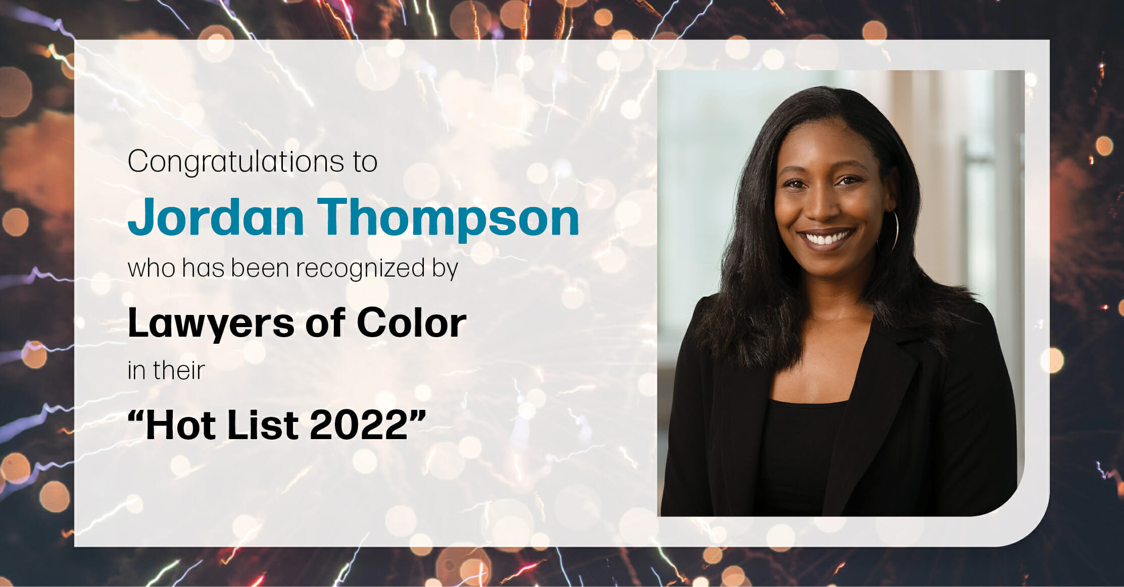 Jordan Thompson Named to Lawyers of Color’s "Hot List 2022" Davis